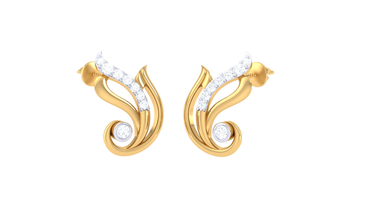 Vine Bloom Diamond Stud Earrings In Gold – 0.15 Ct