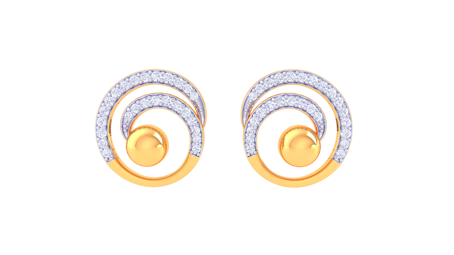 Radiant Spiral Stud Earrings In Gold - 0.38 Ct Brilliant White Diamonds
