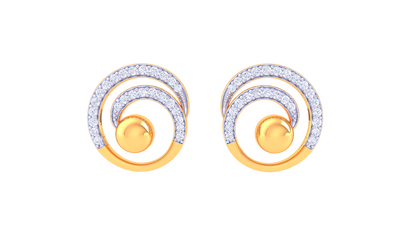 Radiant Spiral Stud Earrings In Gold - 0.38 Ct Brilliant White Diamonds