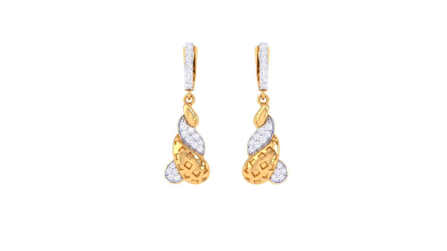 The Golden Vine Hoop Earrings - 0.39 Ct Brilliant Diamond