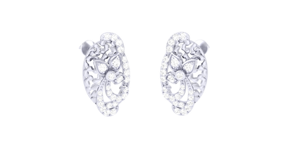 Fleuron Floral Cluster Stud Earrings In Gold - 0.40 Ct Sparking Round Diamonds