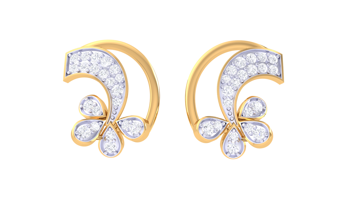 Filigree Flourish Studs Earrings In Rose Gold - 0.38 Ct Sarkling Round Cut Diamonds