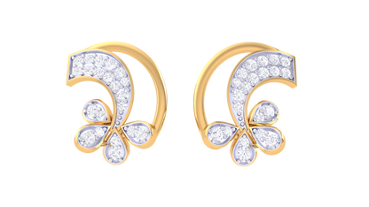 Filigree Flourish Studs Earrings In Rose Gold - 0.38 Ct Sarkling Round Cut Diamonds