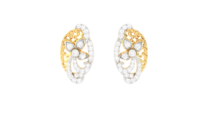 Fleuron Floral Cluster Stud Earrings In Gold - 0.40 Ct Sparking Round Diamonds