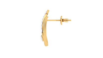 Vine Bloom Diamond Stud Earrings In Gold – 0.15 Ct