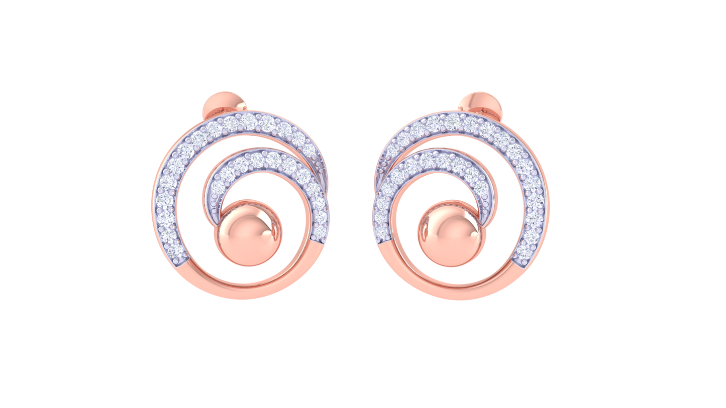Radiant Spiral Stud Earrings In Gold - 0.38 Ct Brilliant White Diamonds