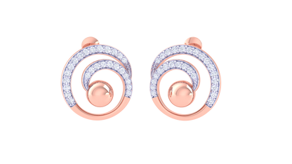 Radiant Spiral Stud Earrings In Gold - 0.38 Ct Brilliant White Diamonds