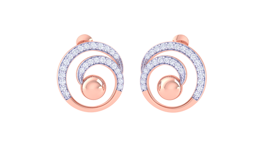 Radiant Spiral Stud Earrings In Gold - 0.38 Ct Brilliant White Diamonds