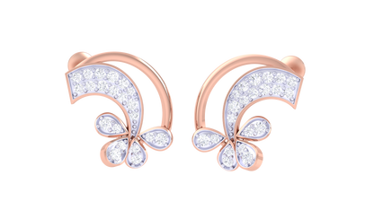 Filigree Flourish Studs Earrings In Rose Gold - 0.38 Ct Sarkling Round Cut Diamonds