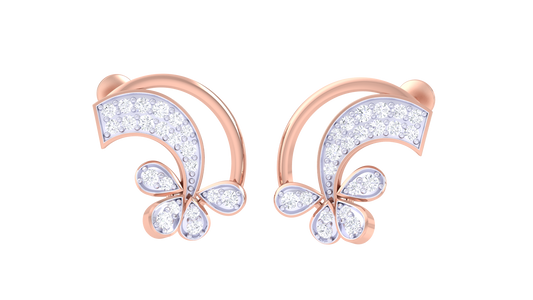 Filigree Flourish Studs Earrings In Rose Gold - 0.38 Ct Sarkling Round Cut Diamonds