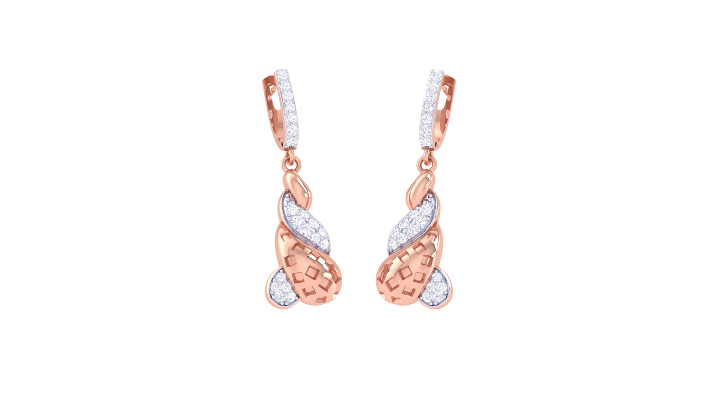 The Golden Vine Hoop Earrings - 0.39 Ct Brilliant Diamond