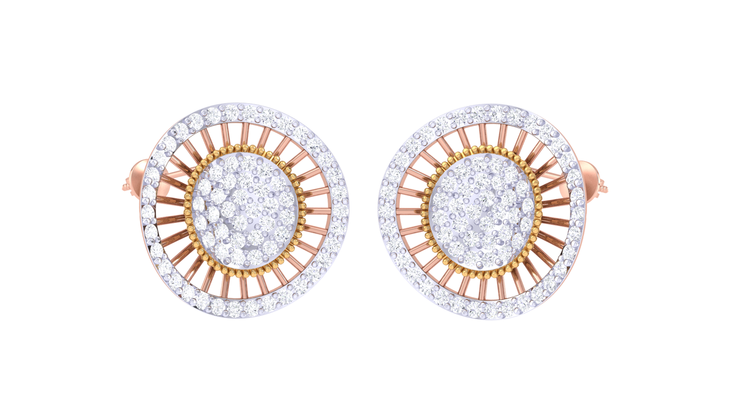 Starlit Halo Diamond Stud Earrings-1.05 Ct