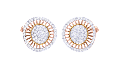 Starlit Halo Diamond Stud Earrings-1.05 Ct