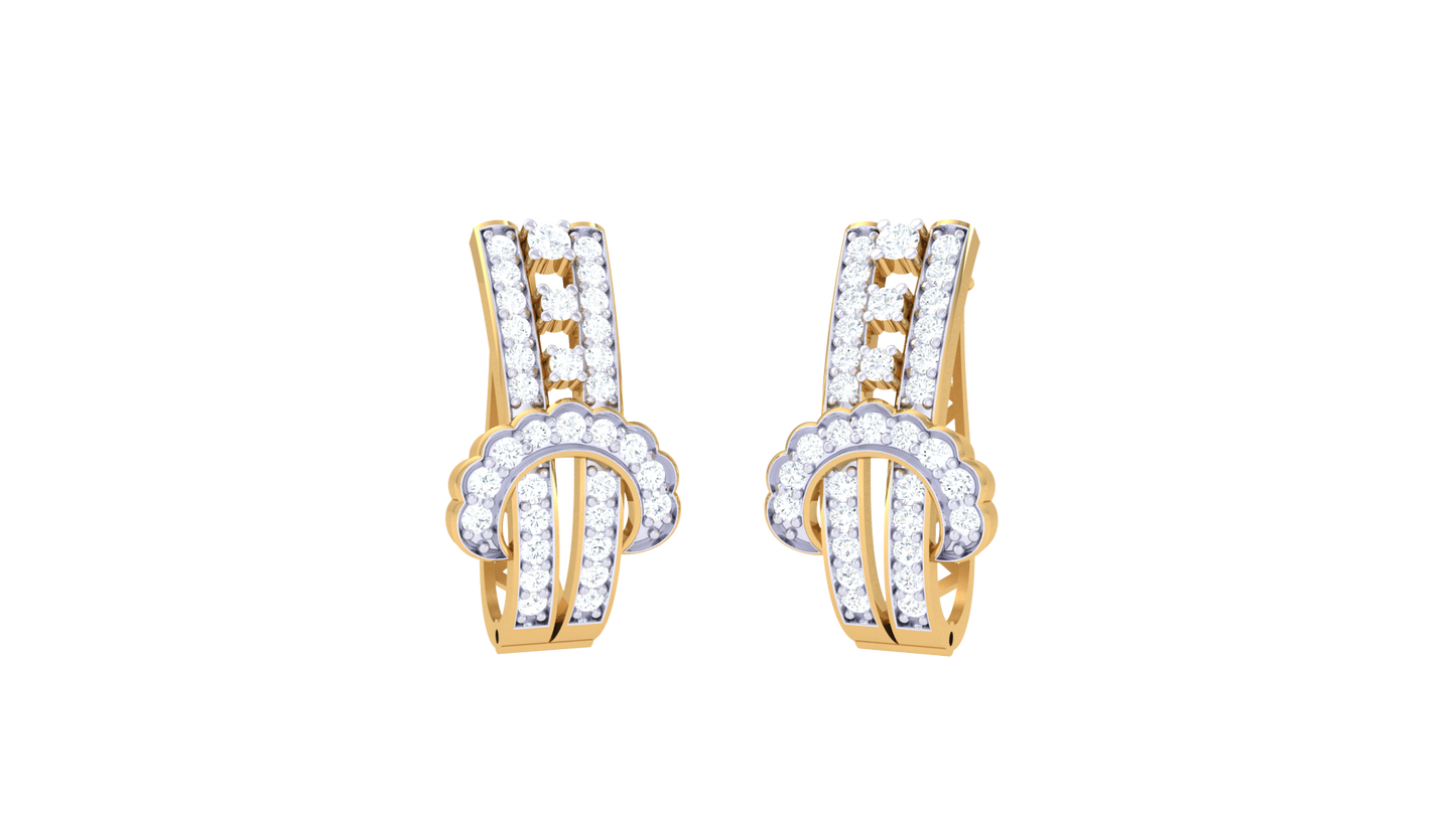 Twin Cascade Diamonds Hoop Earrings In Gold – 0.24 Ct Radiant Expression Of Luxury