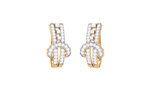 Twin Cascade Diamonds Hoop Earrings In Gold – 0.24 Ct Radiant Expression Of Luxury