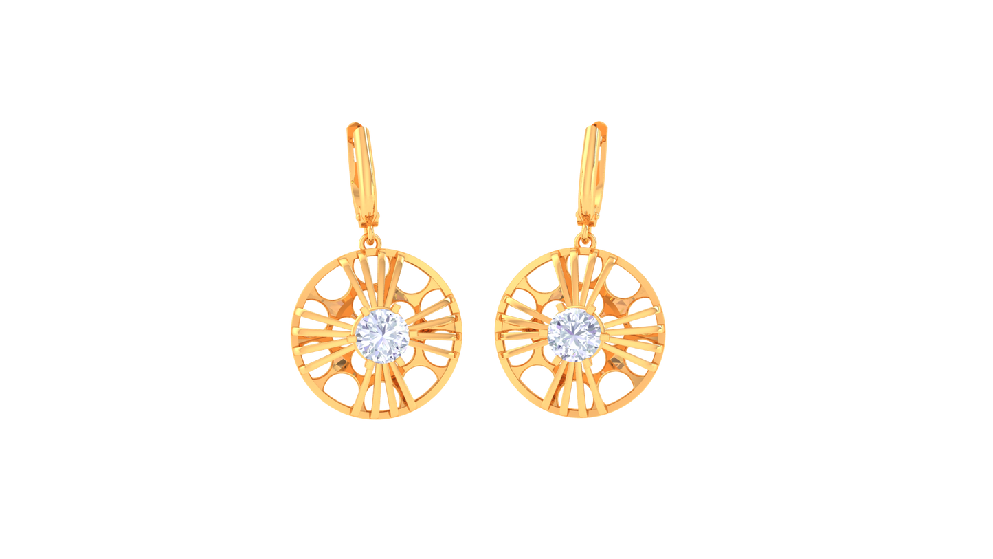 Radiant Spoke-Pattern Rose Gold Hoop Earrings - 0.64 Ct Brilliant Diamond