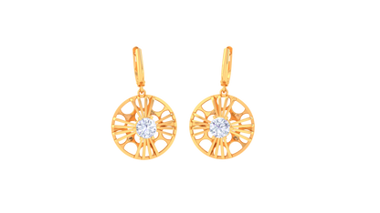 Radiant Spoke-Pattern Rose Gold Hoop Earrings - 0.64 Ct Brilliant Diamond