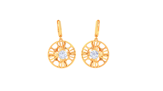 Radiant Spoke-Pattern Rose Gold Hoop Earrings - 0.64 Ct Brilliant Diamond