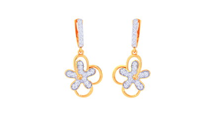 Petal Loop Hoop Earrings In Gold - 0.46 Ct Sparking White Diamonds
