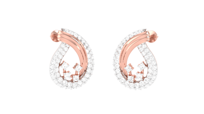 Timeless Sparkling Path Stud Earrings In Yellow Gold - 0.89 Ct Round Cut Diamonds
