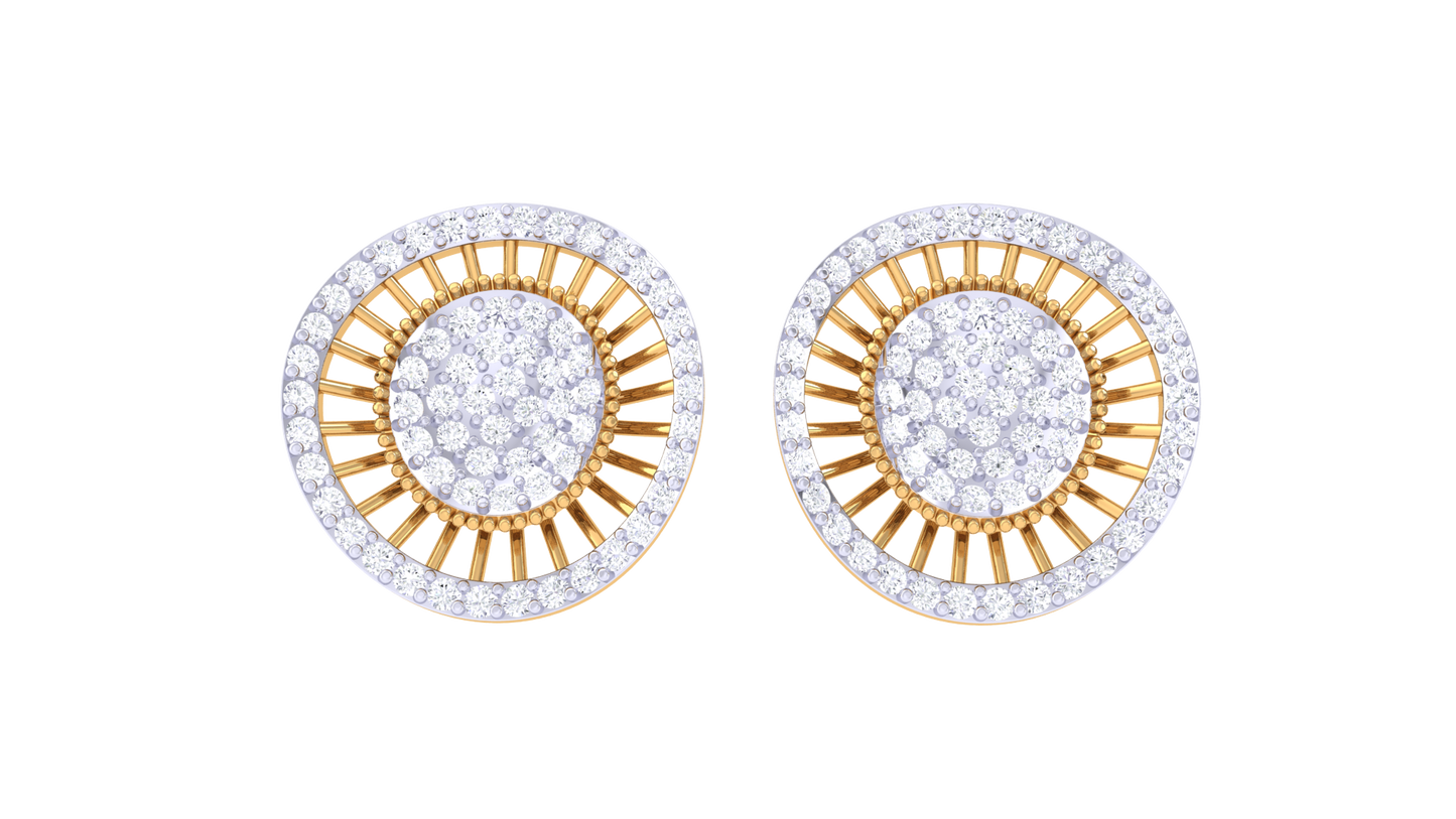 Starlit Halo Diamond Stud Earrings-1.05 Ct