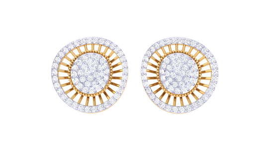 Starlit Halo Diamond Stud Earrings-1.05 Ct