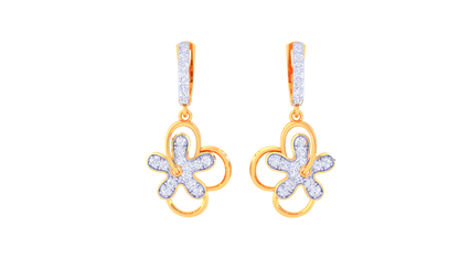 Petal Loop Hoop Earrings In Gold - 0.46 Ct Sparking White Diamonds