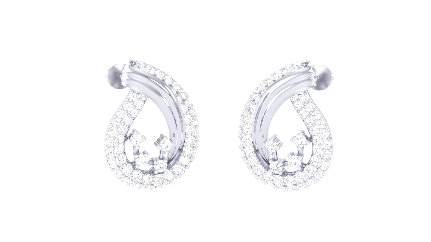 Timeless Sparkling Path Stud Earrings In Yellow Gold - 0.89 Ct Round Cut Diamonds