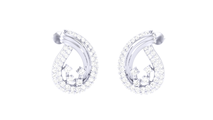 Timeless Sparkling Path Stud Earrings In Yellow Gold - 0.89 Ct Round Cut Diamonds