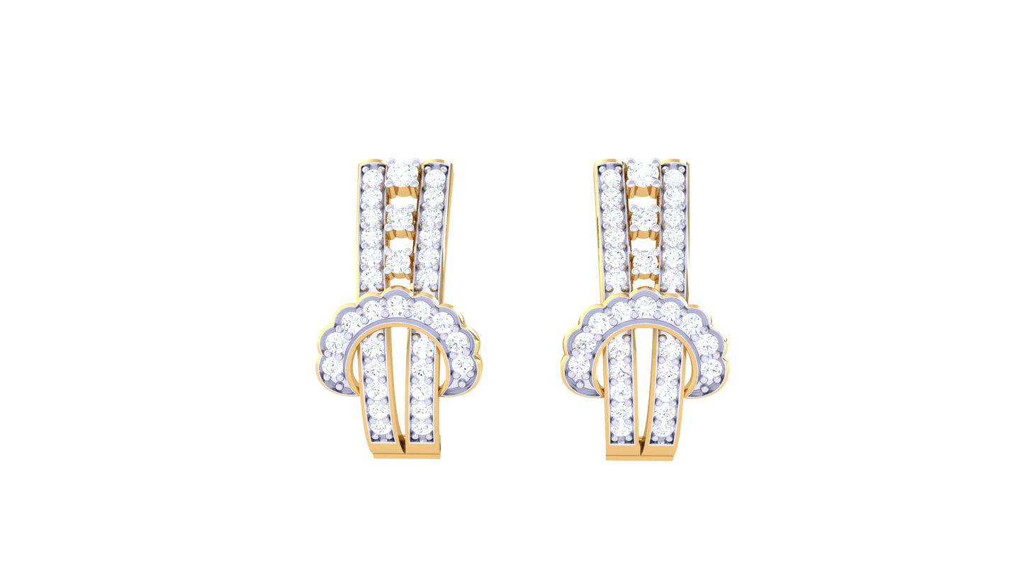 Twin Cascade Diamonds Hoop Earrings In Gold – 0.24 Ct Radiant Expression Of Luxury