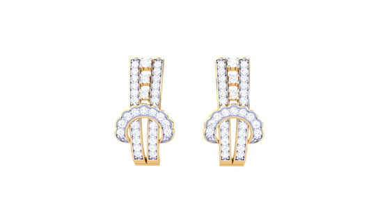 Twin Cascade Diamonds Hoop Earrings In Gold – 0.24 Ct Radiant Expression Of Luxury