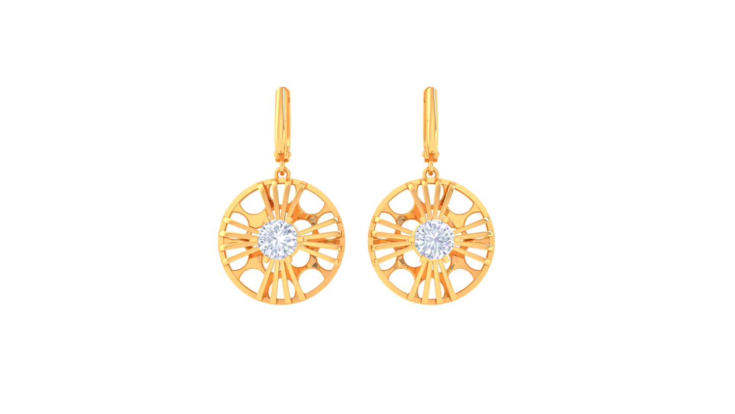 Radiant Spoke-Pattern Rose Gold Hoop Earrings - 0.64 Ct Brilliant Diamond