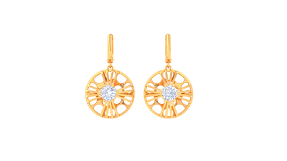 Radiant Spoke-Pattern Rose Gold Hoop Earrings - 0.64 Ct Brilliant Diamond