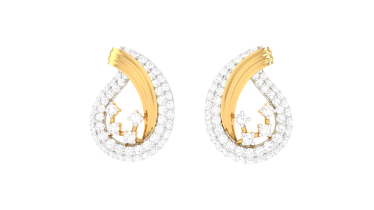Timeless Sparkling Path Stud Earrings In Yellow Gold - 0.89 Ct Round Cut Diamonds