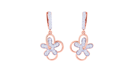 Petal Loop Hoop Earrings In Gold - 0.46 Ct Sparking White Diamonds