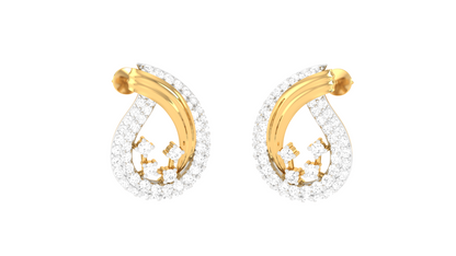 Timeless Sparkling Path Stud Earrings In Yellow Gold - 0.89 Ct Round Cut Diamonds