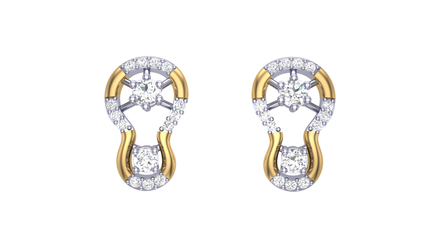 Chic Geometric Diamond Stud Earrings In Gold - 0.32 Ct