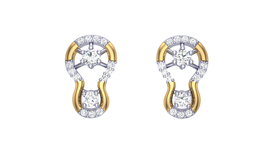 Chic Geometric Diamond Stud Earrings In Gold - 0.32 Ct