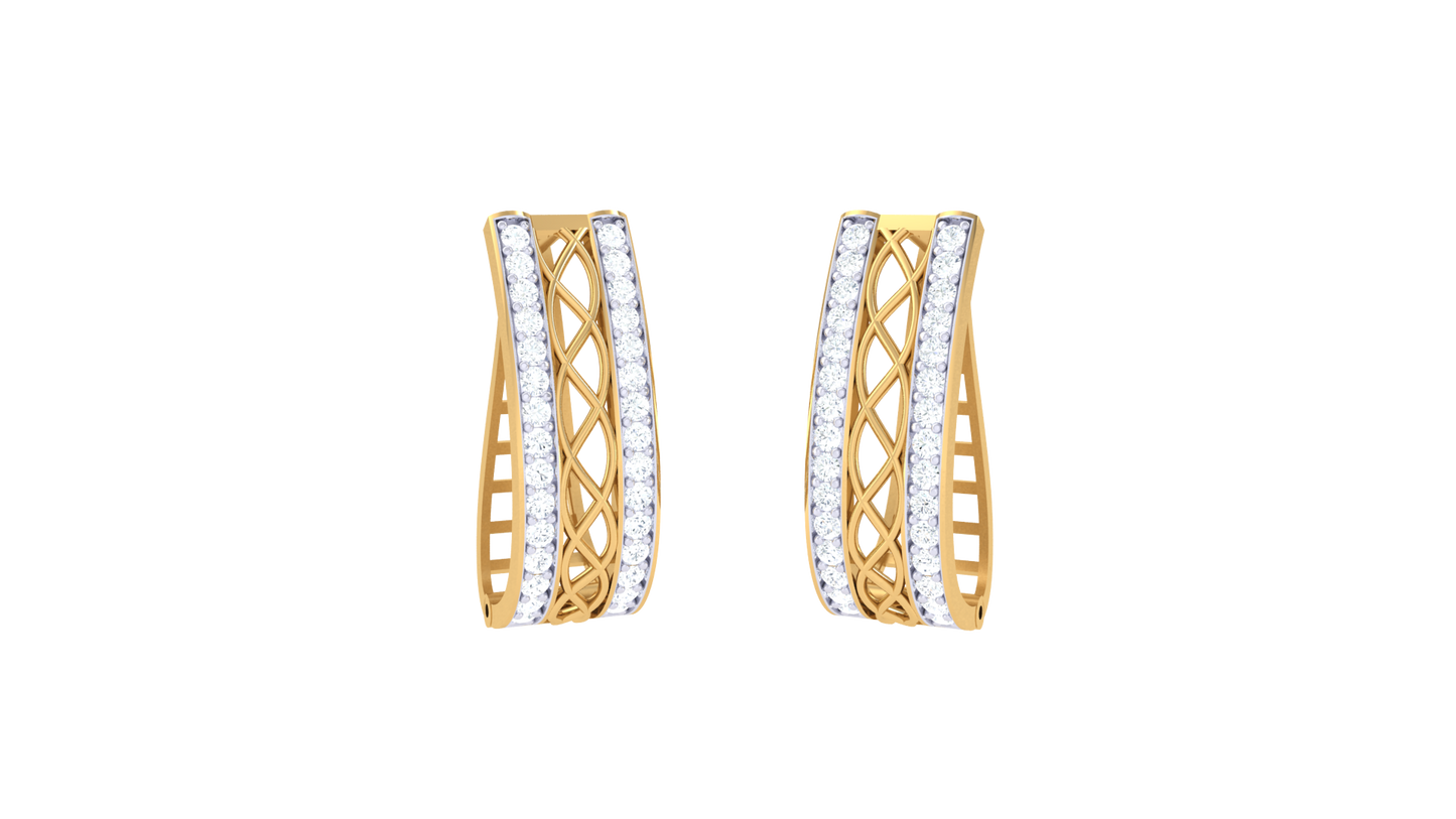 Lattice Gleam Diamond Hoop Earrings In Gold – 0.39 Ct