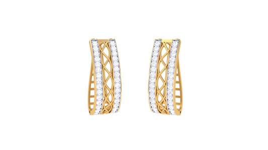 Lattice Gleam Diamond Hoop Earrings In Gold – 0.39 Ct