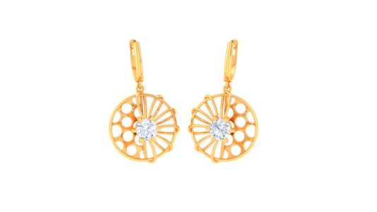 Sunray Cutout Rose Gold Hoop Earrings - 0.64 Ct Round Diamond