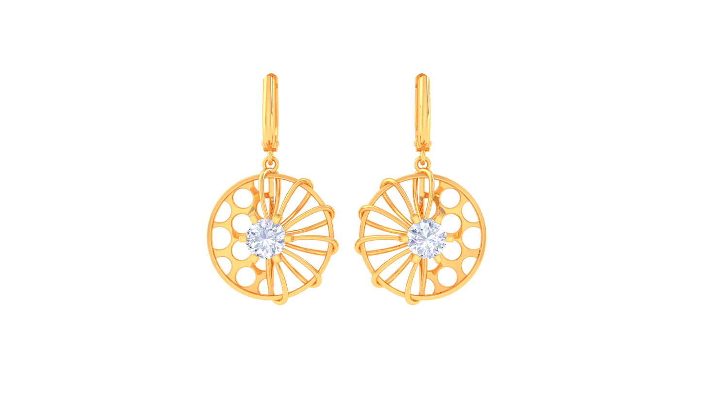 Sunray Cutout Rose Gold Hoop Earrings - 0.64 Ct Round Diamond