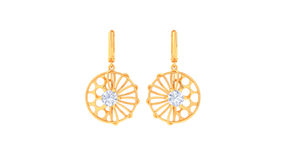 Sunray Cutout Rose Gold Hoop Earrings - 0.64 Ct Round Diamond