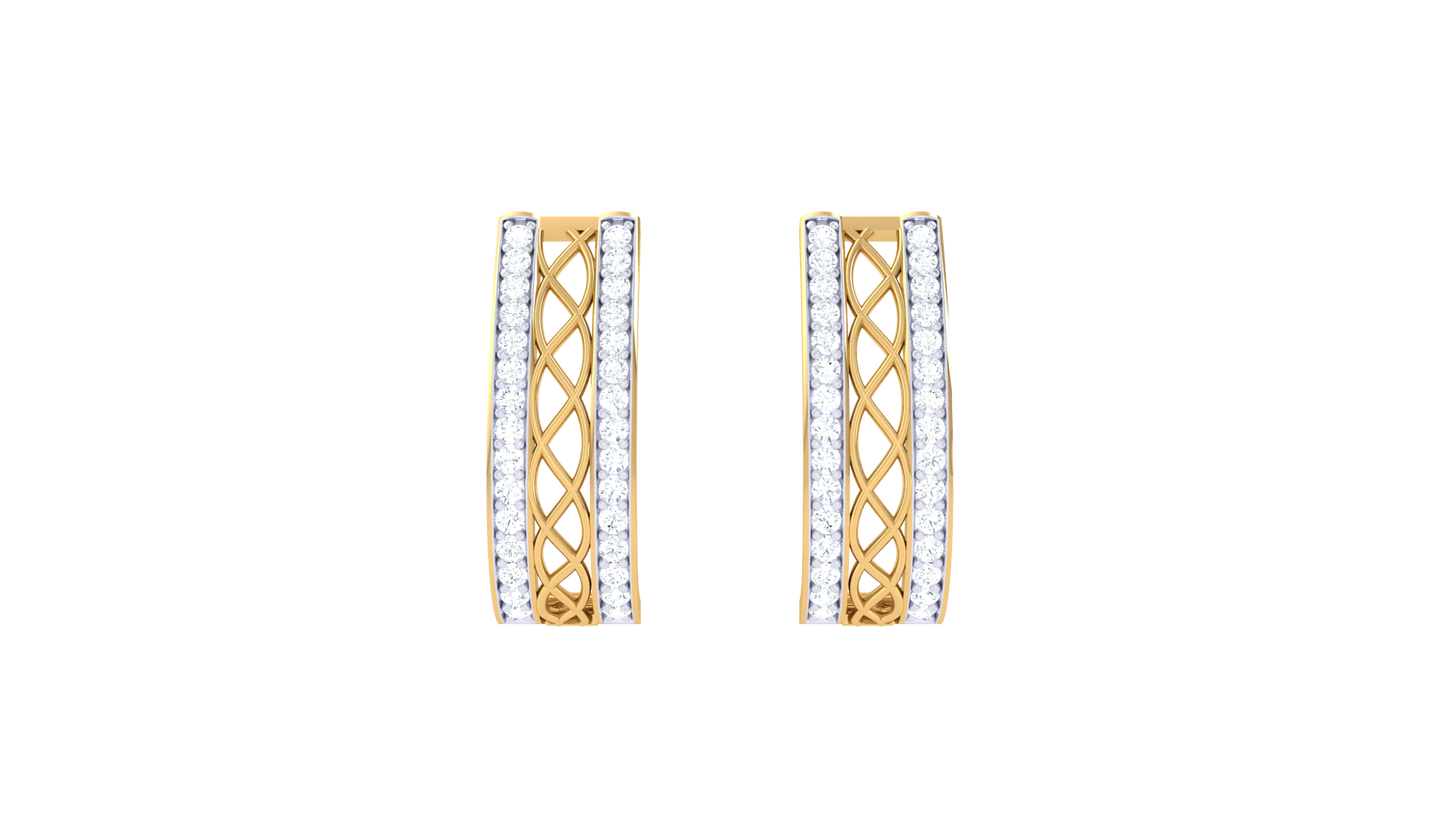 Lattice Gleam Diamond Hoop Earrings In Gold – 0.39 Ct