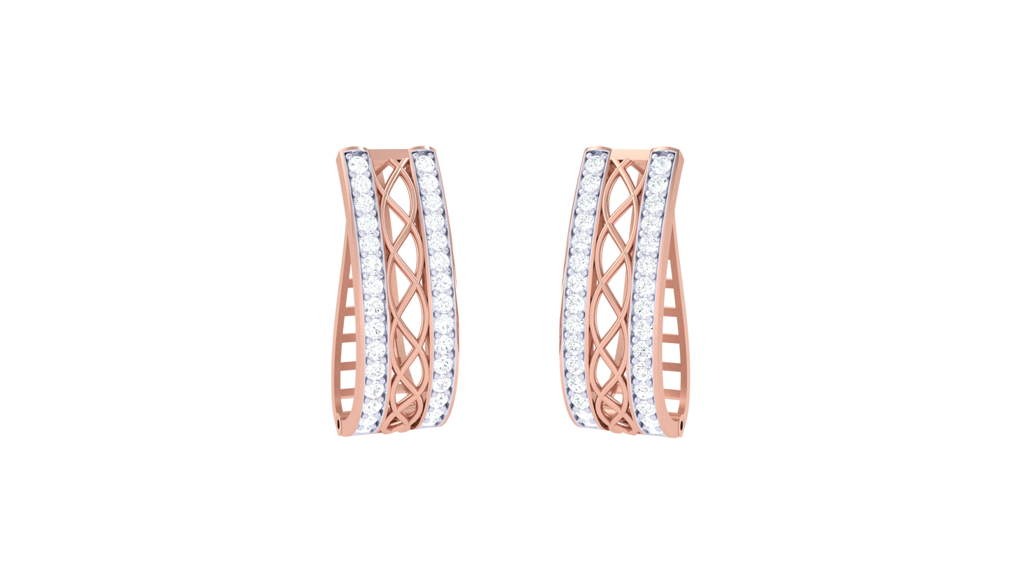 Lattice Gleam Diamond Hoop Earrings In Gold – 0.39 Ct