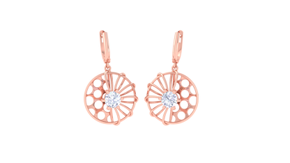 Sunray Cutout Rose Gold Hoop Earrings - 0.64 Ct Round Diamond