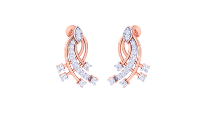 Vine Cluster Stud Earrings In Gold - 0.30 Ct Sparking Diamonds