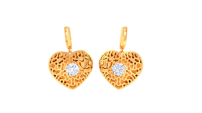 Radiant Filigree Heart Hoop Earrings In Gold - 0.64 Ct Round Diamond Accents