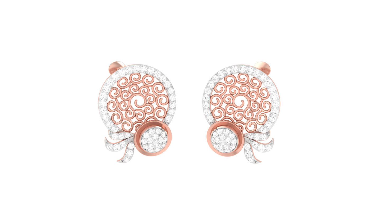 Starlit Bloom Halo Stud Earrins In Gold - Sparkling Round Cut Diamonds