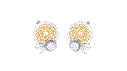 Starlit Bloom Halo Stud Earrins In Gold - Sparkling Round Cut Diamonds